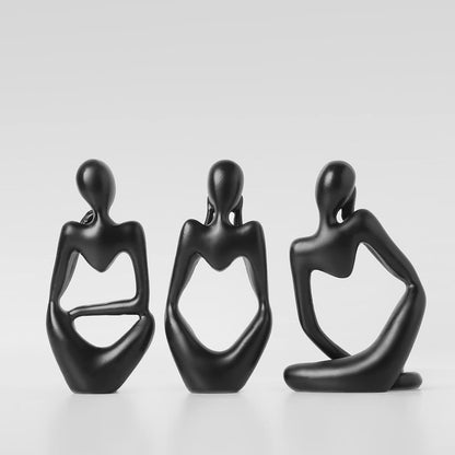 BrownLove 3pcs Decor White Thinker Statue Abstract Art Sculpture，Resin Collectible Figurines for Home Living Room Office Shelf Decoration