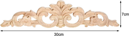MUXSAM Carved Wood Appliques Onlays, Long Wooden Decals Trim Molding Rosette Inlays for Door Wall Mantel Cabinet Door Dresser Closet Mirror Decoration Furniture Transfer(1-Pack, 20x5cm/7.9" x2)