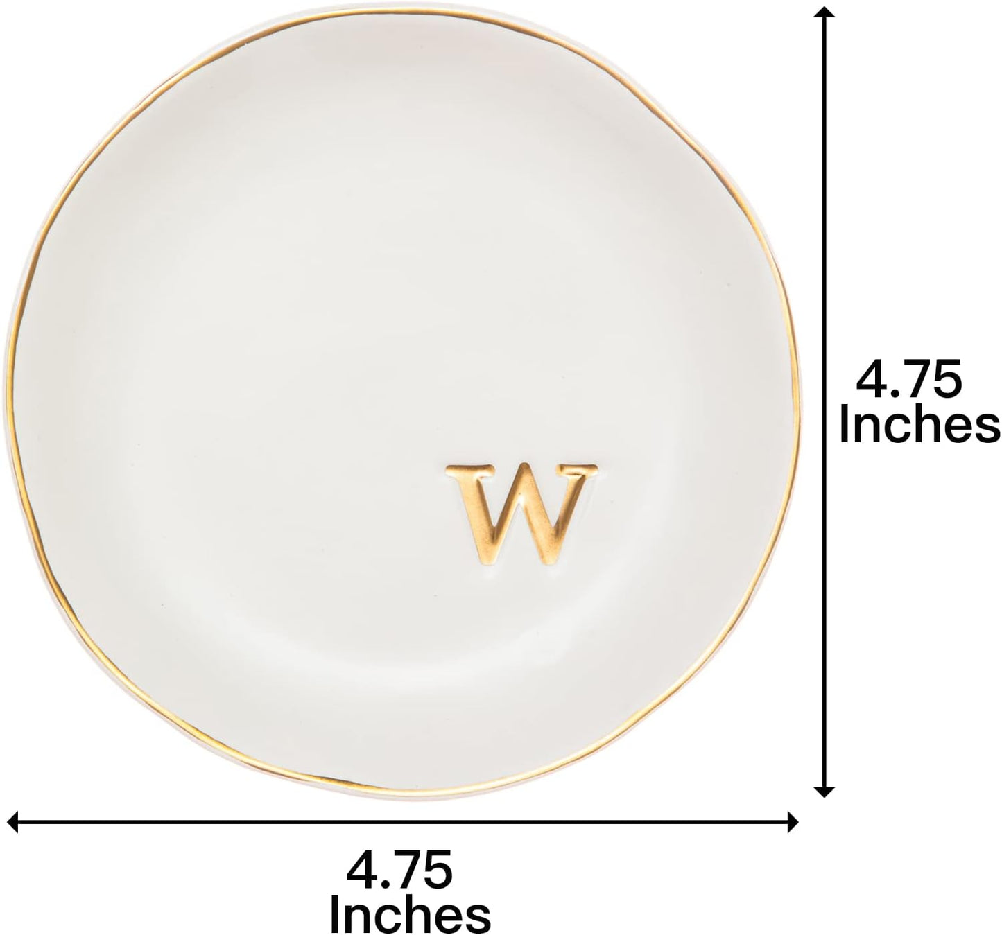 COLLECTIVE HOME - Ceramic Jewelry Tray, Decorative Trinket Dish for Rings Earrings Necklaces Bracelet Watch Keys, Birthday Mother's Day Christmas Gift for Women, 4.75", White Surface (M)