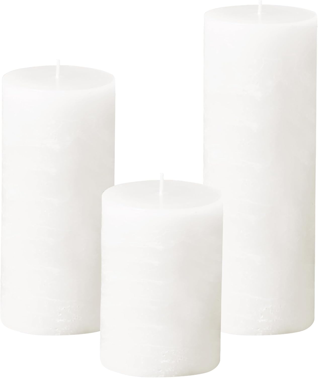 Simply Soson 3x6 inch Ivory Pillar Candles Set of 3, Rustic Texture, Unscented Ivory Candles, Dripless Candles, 3 inch Pillar Candles Ideal as Wedding, Parties, Spas, Dinner, Home Decoration, Church