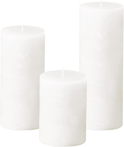 Simply Soson 3x6 inch Ivory Pillar Candles Set of 3, Rustic Texture, Unscented Ivory Candles, Dripless Candles, 3 inch Pillar Candles Ideal as Wedding, Parties, Spas, Dinner, Home Decoration, Church