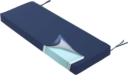 Outdoor Bench Cushion 48x18 Inch Waterproof with Memory Foam,Patio Bench Cushions for Outdoor/Indoor Furniture Porch Swing Cushion with Handle and Adjustable Strap,Navy Bule