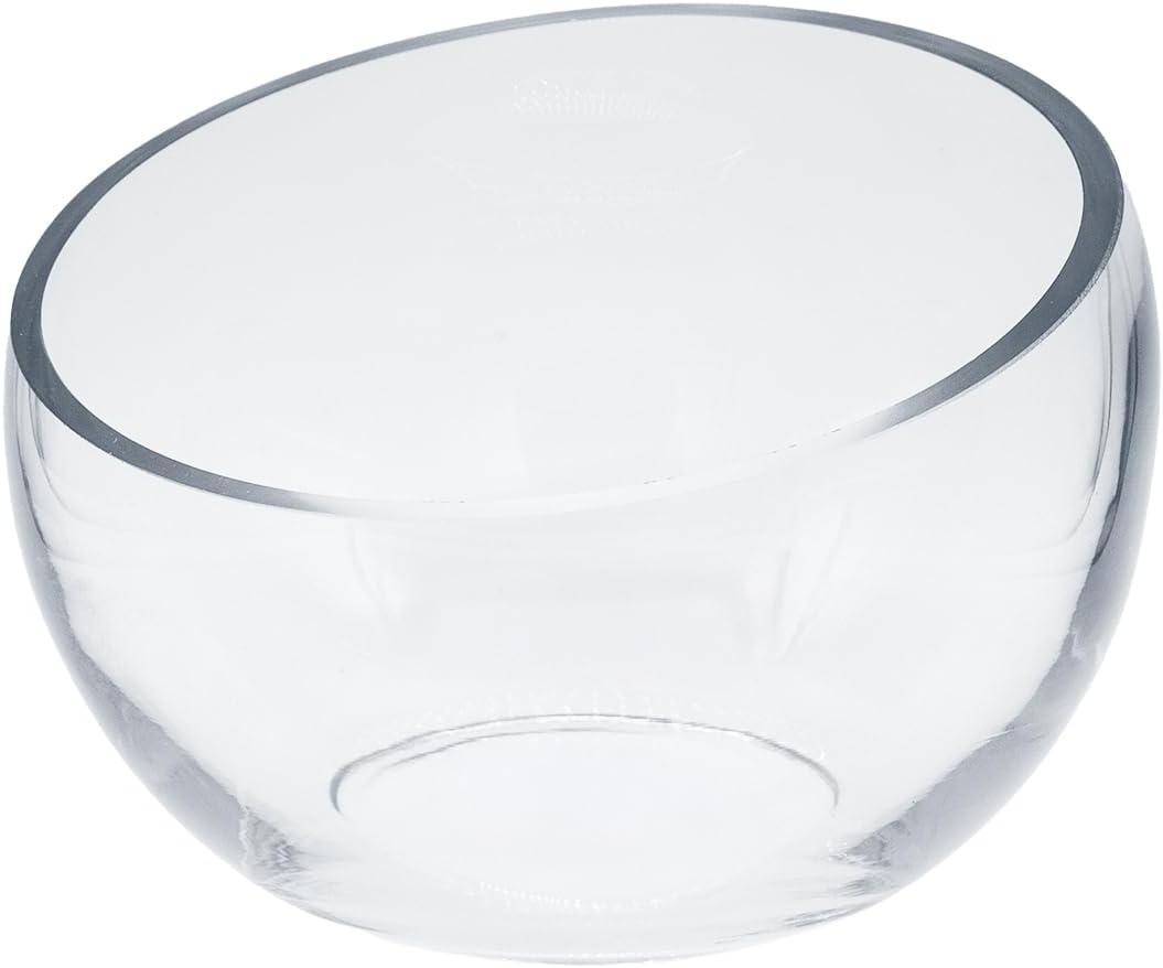 WGVI Clear Slant Cut Bowl Glass Vase, Glass Terrarium, Candy Dish, Glassware, Slant Open: 7". Height: 6" x 2.7". Base: 4" (1 Piece)