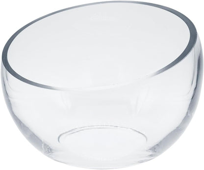 WGVI Clear Slant Cut Bowl Glass Vase, Glass Terrarium, Candy Dish, Glassware, Slant Open: 7". Height: 6" x 2.7". Base: 4" (1 Piece)
