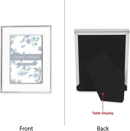 Laura Ashley 5x7 Navy Enamel Picture Frame, Gold Metal Edge with Easel, for Countertop, Counterspace, Tabletop Display, Bookshelf, Desk, Wall Décor, Photo Gallery (5x7, Navy W/Gold)