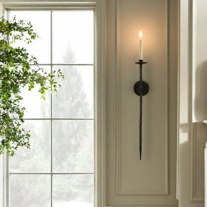 Metal Wall Candle Sconce Holder Set of 2 Wall Mount Candle Holders Modern Wall Candle Sconces Hanging for Living Room Farmhouse Fireplace Wedding 16.5"×5"×3" (Black)