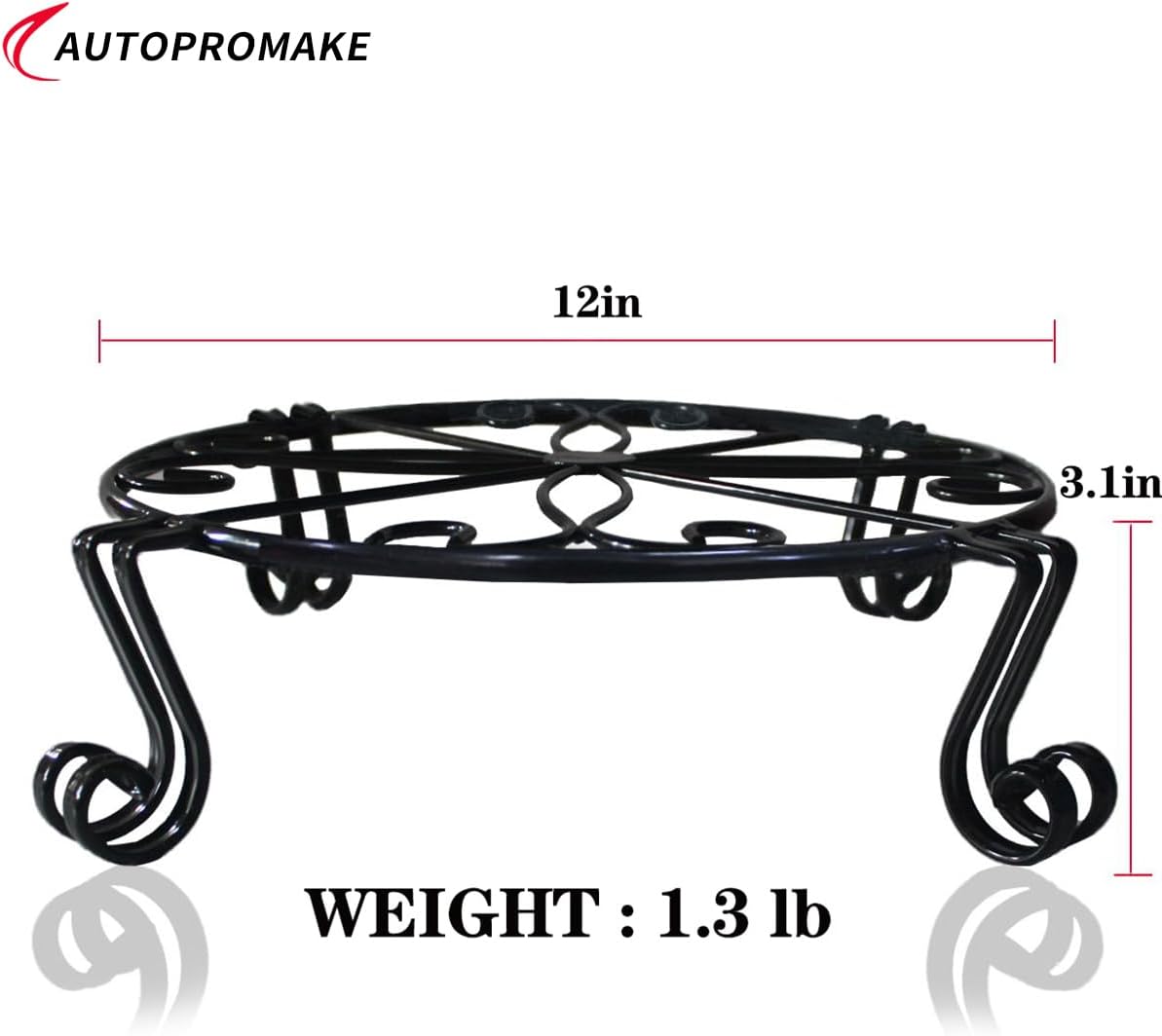12"x3.1" Black Plant Stand for Flower Pot Heavy Duty Potted Holder Indoor Outdoor Metal Rustproof Iron Garden Container Round Supports Rack for Planter Bronze,Pumpkin Stand Outdoor