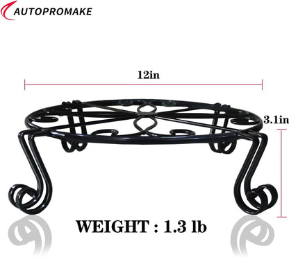 12"x3.1" Black Plant Stand for Flower Pot Heavy Duty Potted Holder Indoor Outdoor Metal Rustproof Iron Garden Container Round Supports Rack for Planter Bronze,Pumpkin Stand Outdoor