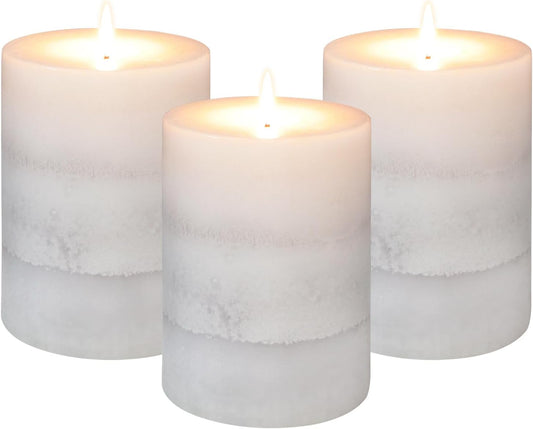 Pillar Candles Vanilla Cupcake Scented Immeiscent Aromatherapy Candle 50+ Hours Clean Burning Long Lasting Mottled Layered Candles for Home Scented SPA Restaurant Set of 3