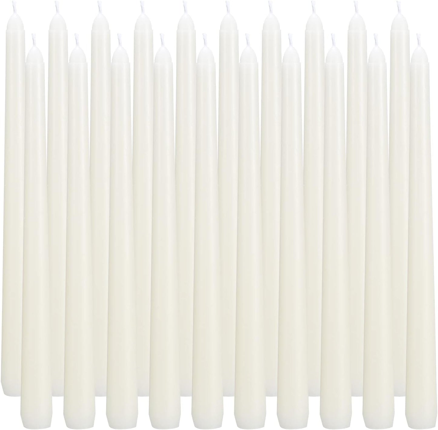 flamecan Ivory Taper Candles, Set of 40 Unscented and Smokeless 10 Inch Taper Candles Long Burning, Paraffin Wax with Cotton Wicks for Burning Approxinately 7-8 Hours Time