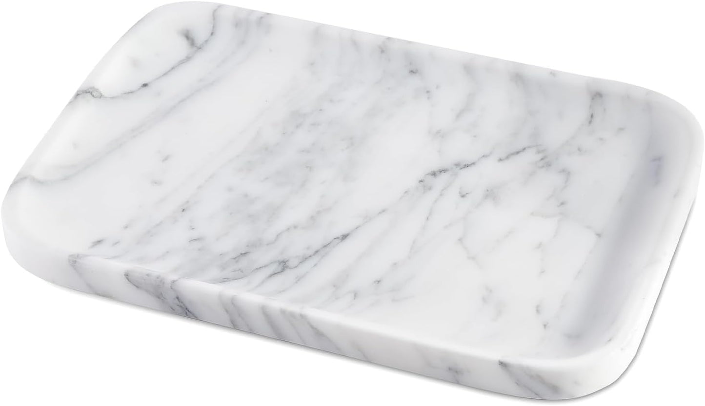 Marble Vanity Tray for Dresser Organizer, Travertine Bathroom Tray Countertop, Beige Decorative Serving Trays, Kitchen Sink Storage, Jewelry & Perfume Holder(Travertino Romano)