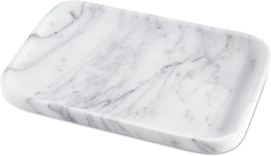 Marble Vanity Tray for Dresser Organizer, Travertine Bathroom Tray Countertop, Beige Decorative Serving Trays, Kitchen Sink Storage, Jewelry & Perfume Holder(Travertino Romano)