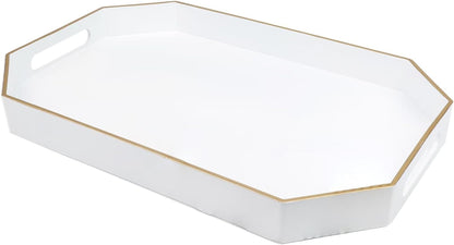 Green Decorative Tray with Handles, Versatile Serving Tray for Coffee Table, Ottoman, Ideal for Serving, Displaying, Organizing, 15.7"*10.2"*1.57"