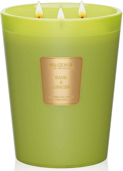 M&SENSE Jasmine Candles Highly Scented 3 Wick 35oz 150 Hours Burn Extra Large Jar Candles for Women, Natural Soy Wax Aromatherapy Candle for Stress Relief, Meditation, Yoga, Spa - Colors A