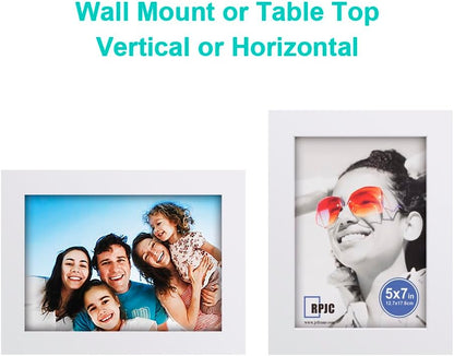 RPJC 5x7 Picture Frames Made of Solid Wood High Definition Glass for Table Top Display and Wall Mounting Photo Frame Black