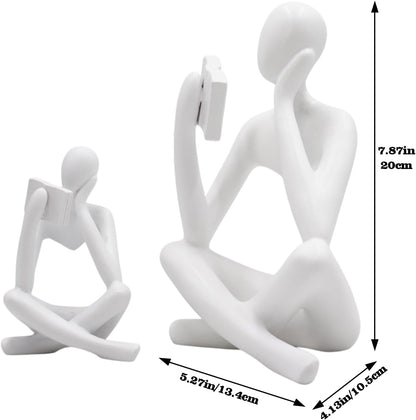 Jinkoozz Reading Women Statue, Thinker Sculptures, Abstract Art Ornament, Modern Aesthetic Figurine Decoration, Suitable for Home Living Room Bedroom Office Shelf Table Desk Bookshelf Decor