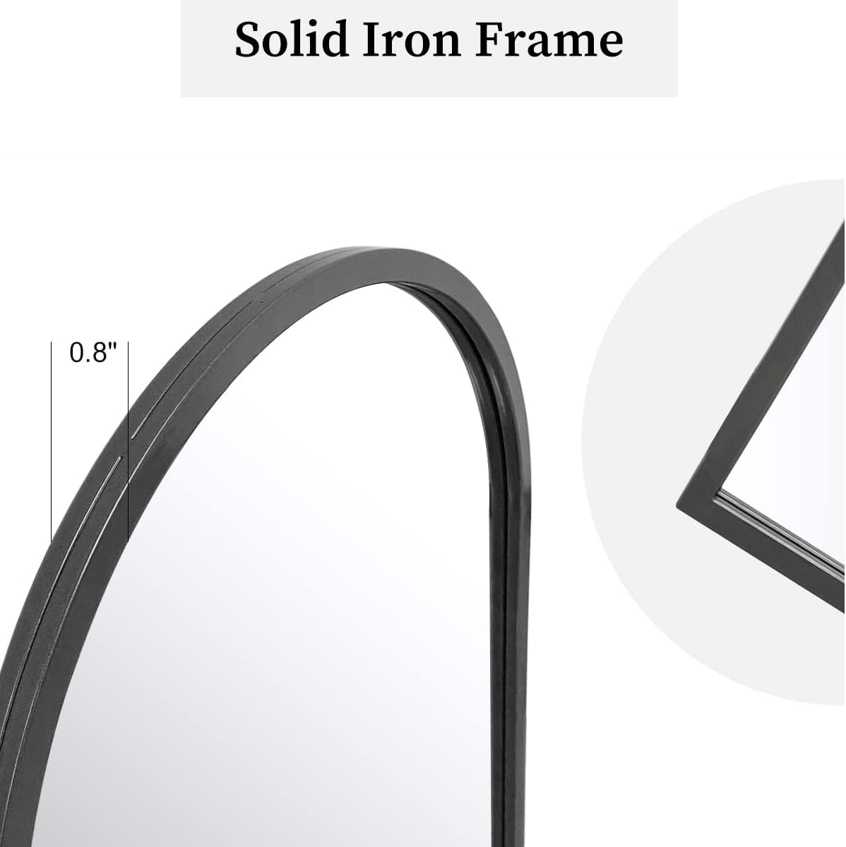 Dewfig 65"x 22" Arched Window pane Full Length Mirror, Wall Mirror, Floor Standing Mirrors, Farmhouse Long Full Body Mirrors Wall Mounted for Living Room, Bedroom, Entryway, Fireplace, Black