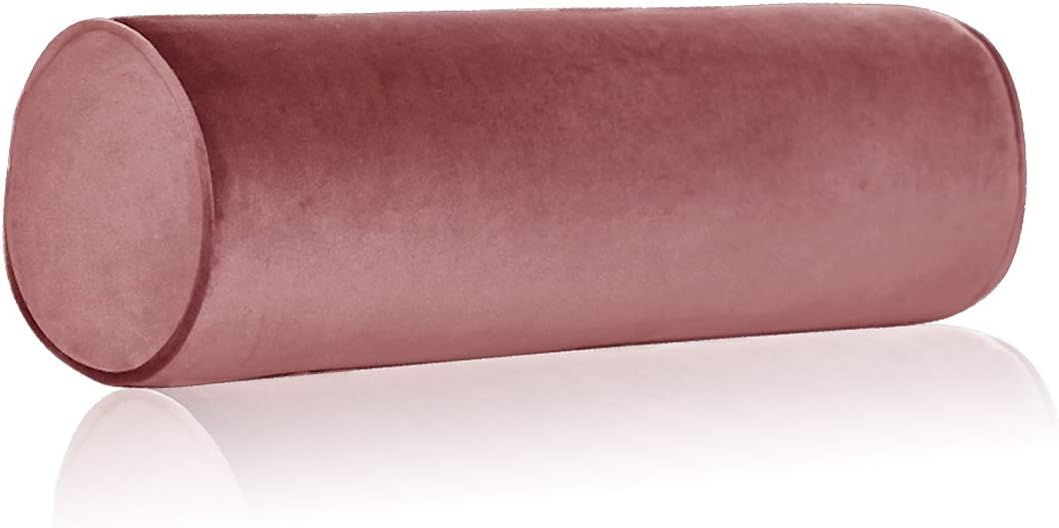 Tinbolunce Memory Foam Roll Pillow for Knee/Leg/Neck - Full Moon Bolster/Round Cylinder Pillow for Sleeping on Side or Back - Removable Cooling Cover Length 18" x 6" Diameter (Navy Blue)