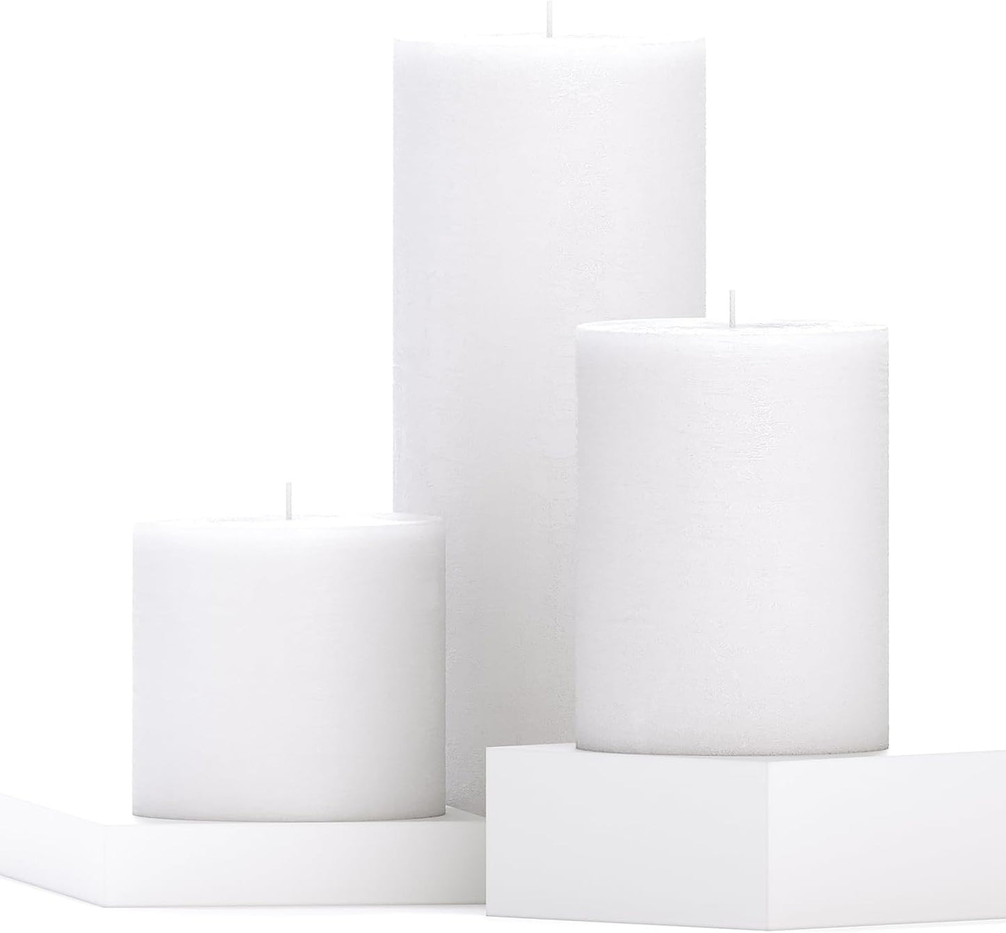 CANDWAX 3x4 inch Pillar Candles Set of 3 – Unscented Dripless Rustic Dark Blue Candles for Room Decor, Weddings, Centerpieces