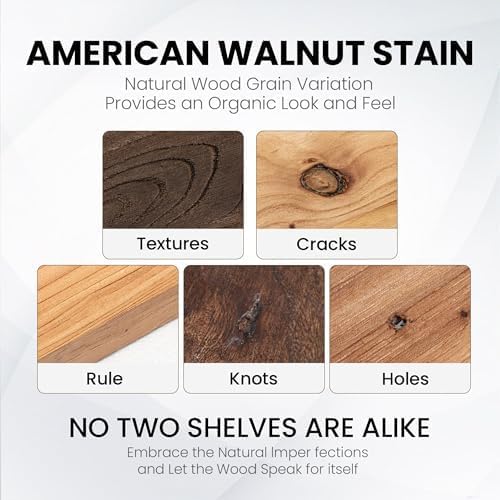 Floating Shelves 36 Inches Long - 8 Inch Deep Rustic Premium Solid Pine Wood for Storage - Farmhouse Wall Mounted for Living Room - Heavy-Duty Metal Bracket - 36" W x 8" D - Set of 2 - White Color