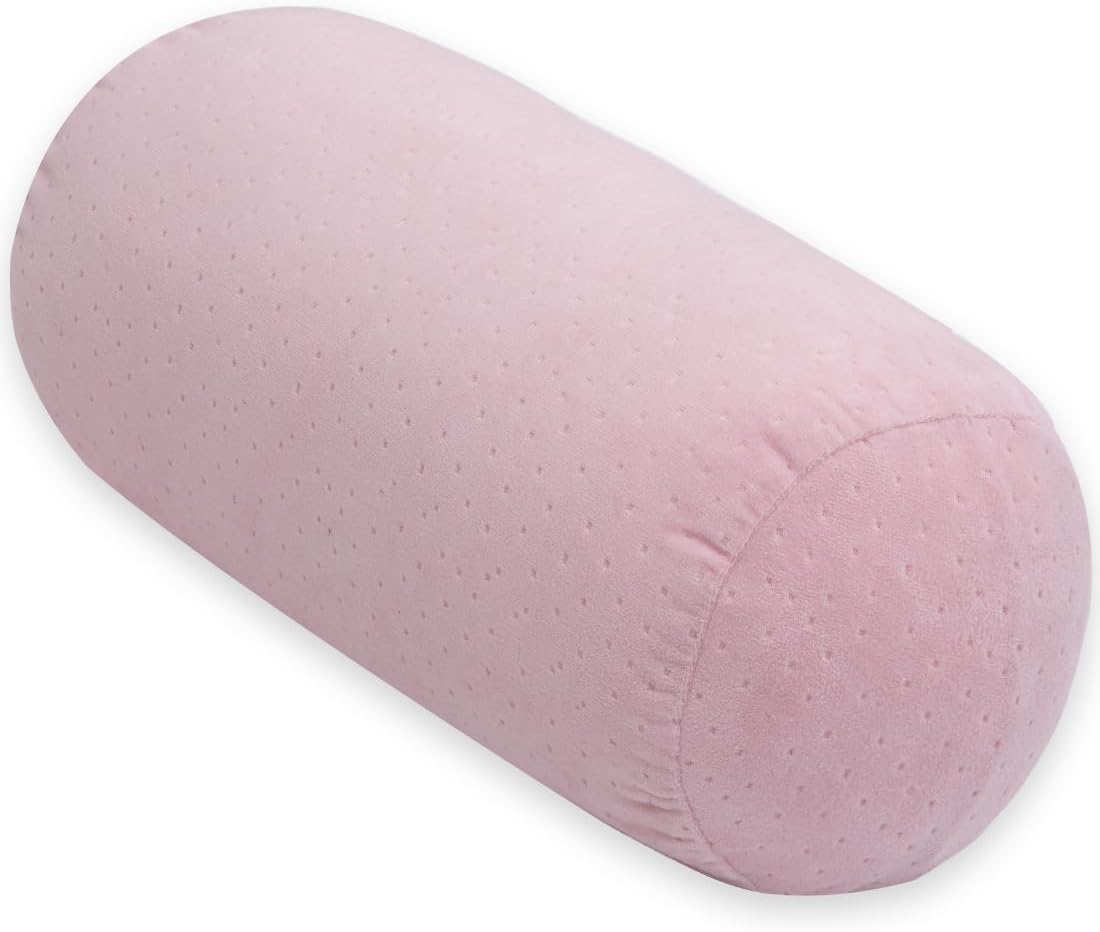 1 MIDDLE ONE Round Cylinder Bolster Pillow with Removable Velvet Cover, Tube Roll Cervical Pillow for Head, Neck, Back and Legs Support, 13" x 6", Grey