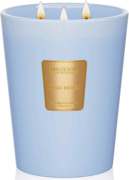 M&SENSE Jasmine Candles Highly Scented 3 Wick 35oz 150 Hours Burn Extra Large Jar Candles for Women, Natural Soy Wax Aromatherapy Candle for Stress Relief, Meditation, Yoga, Spa - Colors B