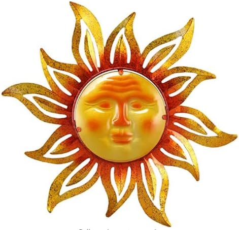Large Sun Wall Art Decor 45 inch Metal Wall Art, Retro Hanging Decor, Valentine Wall Decorations for Patio,Yard,Garden,Fence,Living Room