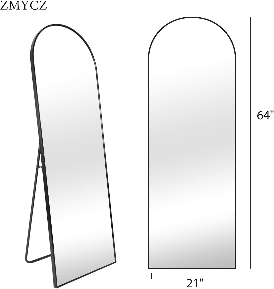 Mirror Full Length, 71"x26" Arched Full Length Mirror, Arch Mirror with Stand, Large Standing Mirrors, Oversized Full Body Mirrors with Aluminum Frame for Bedroom, Living Room (White)