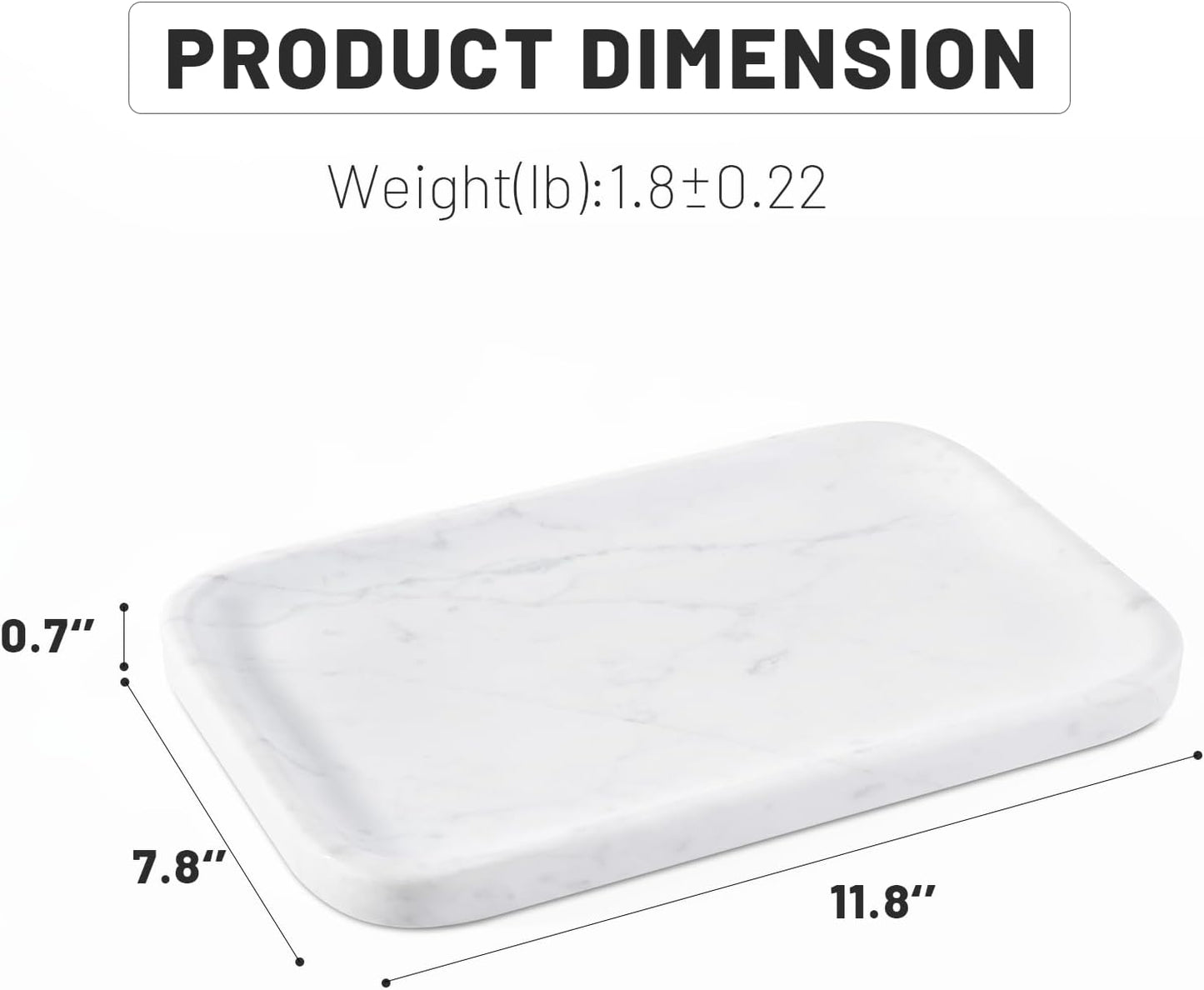 Marble Vanity Tray for Dresser Organizer, Travertine Bathroom Tray Countertop, Beige Decorative Serving Trays, Kitchen Sink Storage, Jewelry & Perfume Holder(Travertino Romano)