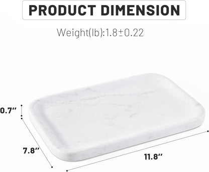 Marble Vanity Tray for Dresser Organizer, Travertine Bathroom Tray Countertop, Beige Decorative Serving Trays, Kitchen Sink Storage, Jewelry & Perfume Holder(Travertino Romano)