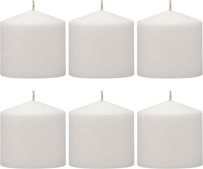Stonebriar Unscented White Tall Pillar Candles, 65 Hour Burning Candle Pillars, Perfect for Decor, Weddings, Emergencies 3" X 6", 6 count