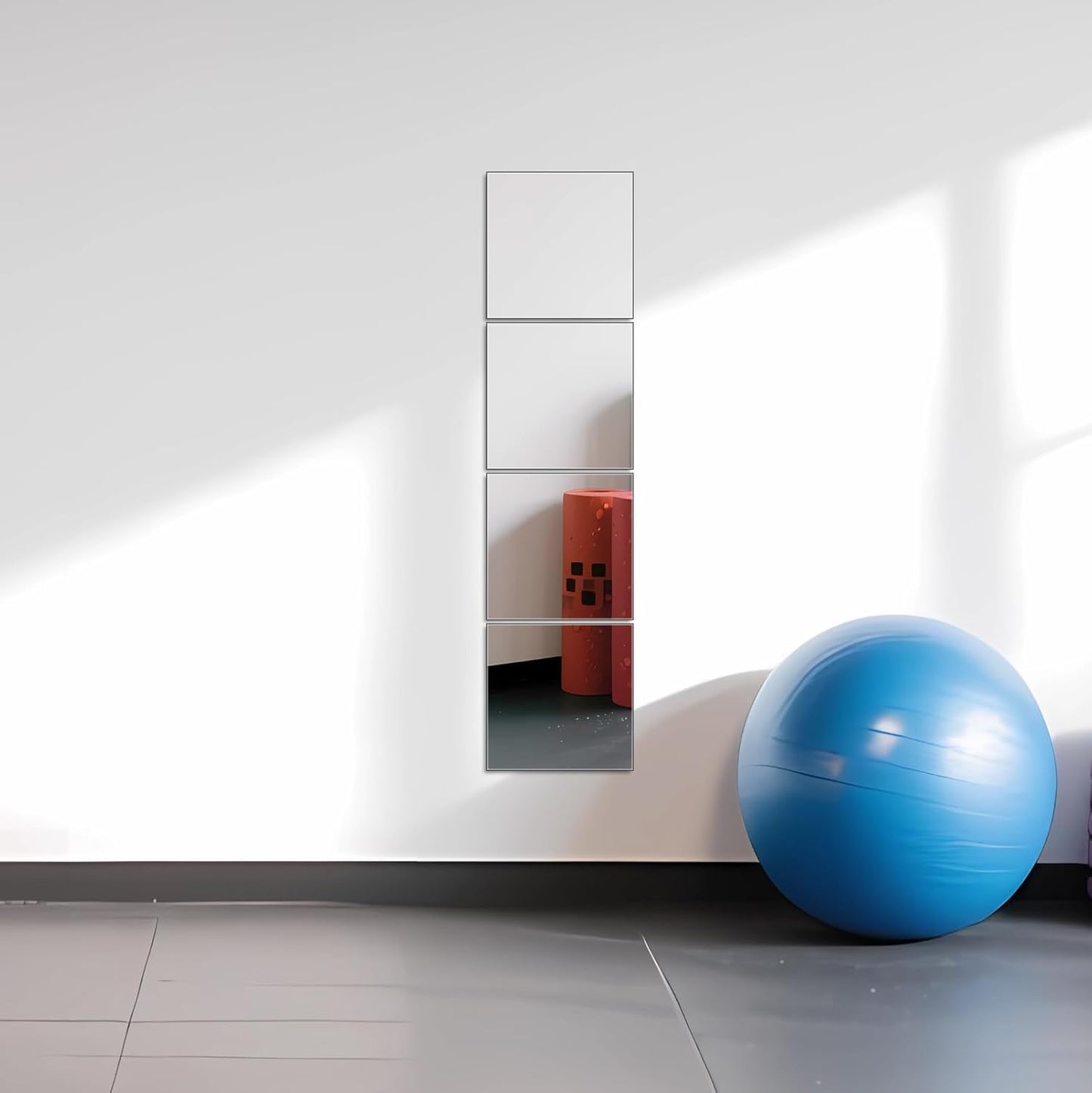 Ruomeng Home Gym Mirrors 12 Inch x 12Pcs Wall Mounted Mirror Glass Frameless Full Length Mirror Tiles for Home Gym, Bedroom, Door & Bathroom