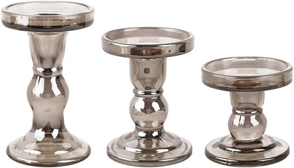 6-Piece Set of Glass Candlestick, Crystal Candlestick Holder Holder and Conical Candle, Christmas Candle Holder Decoration, Family Living Room Wedding Candle Holder (Clear 2sets)