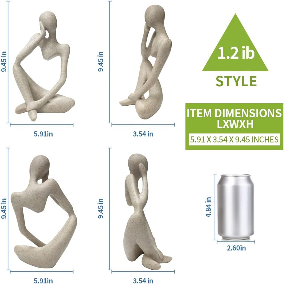 prosfalt Sandstone Resin Thinker Style Abstract Sculpture Statue Collectible Figurines Home Office Bookshelf Desktop Decor(Sandstone - Left Reverie)