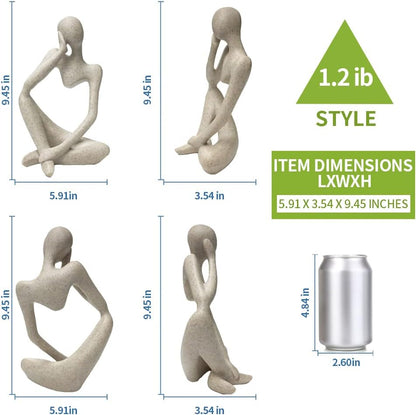 prosfalt Sandstone Resin Thinker Style Abstract Sculpture Statue Collectible Figurines Home Office Bookshelf Desktop Decor(Sandstone - Left Reverie)