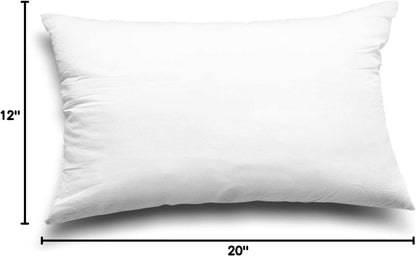 EDOW Throw Pillow Inserts, Set of 2 Lightweight Down Alternative Polyester Pillow, Couch Cushion, Sham Stuffer, Machine Washable. (White, 12x20)