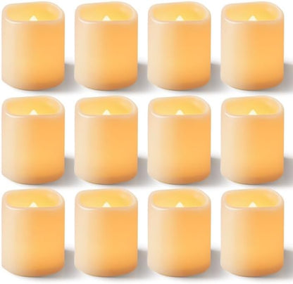 Homemory 24Pack Flickering Flameless Votive Candles,200+Hour Electric Fake Candles,Battery Operated LED Tealight for Wedding,Outdoor,Table,Halloween,Christmas Decor(Warm White,Battery Included)