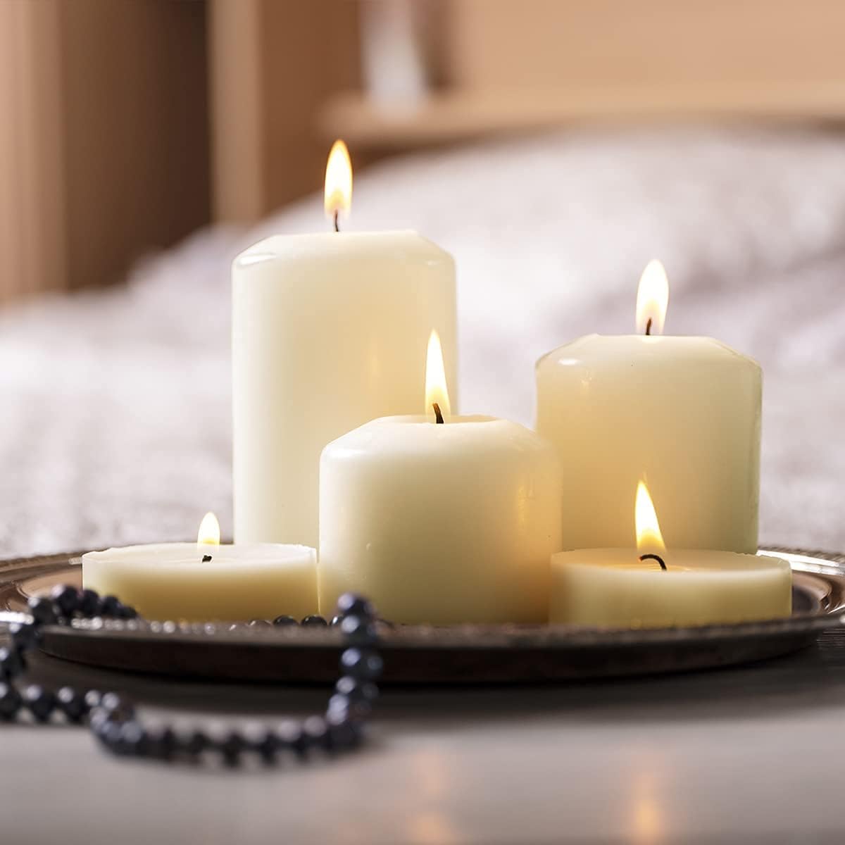 12 Pack Ivory 2x3 Inch Pillar Candles, 22 Hours Unscented Column Candles, Dripless Smokeless Unscented Candles for Home Weddings Restaurant Spa Church and Emergency