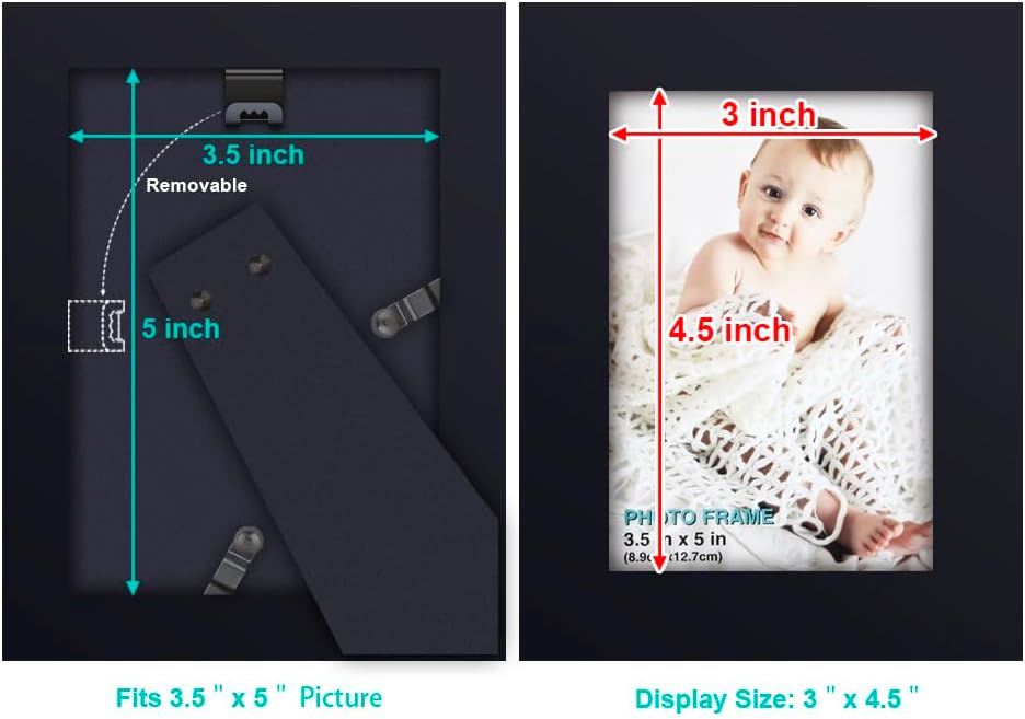 RPJC 5x7 Picture Frames Made of Solid Wood High Definition Glass for Table Top Display and Wall Mounting Photo Frame Black