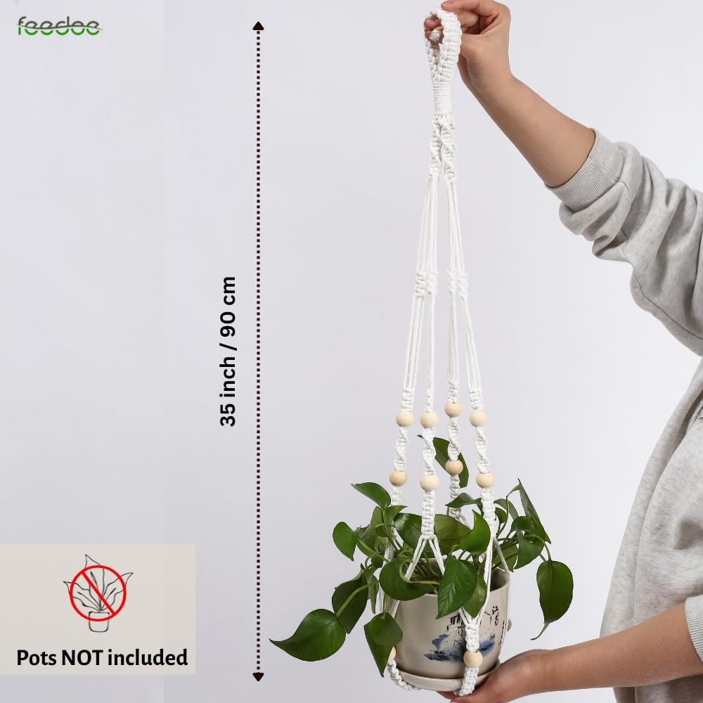 feedee Macrame Plant Hangers Indoor Macrame Hanging Planters for Indoor Plants, 6 Pack Hanging Plant Holders Indoor Hanging, Macromay Plant Hangers for Indoor Plant Hanger, Outdoor Flower Pots Holder