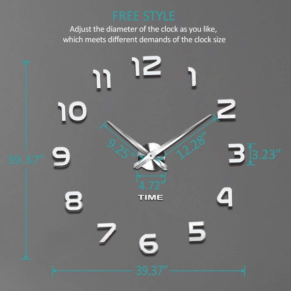 VANGOLD Large Wall Clocks for Living Room Decor, Decorative Wall Clocks Battery Operated (Black Wall Decor)