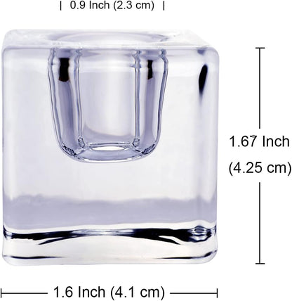 Square Glass Candle Holder Set of 2, Clear Taper Candlestick Holders, Ideal Gift for Dining Table, Wedding, Christmas and Party.…