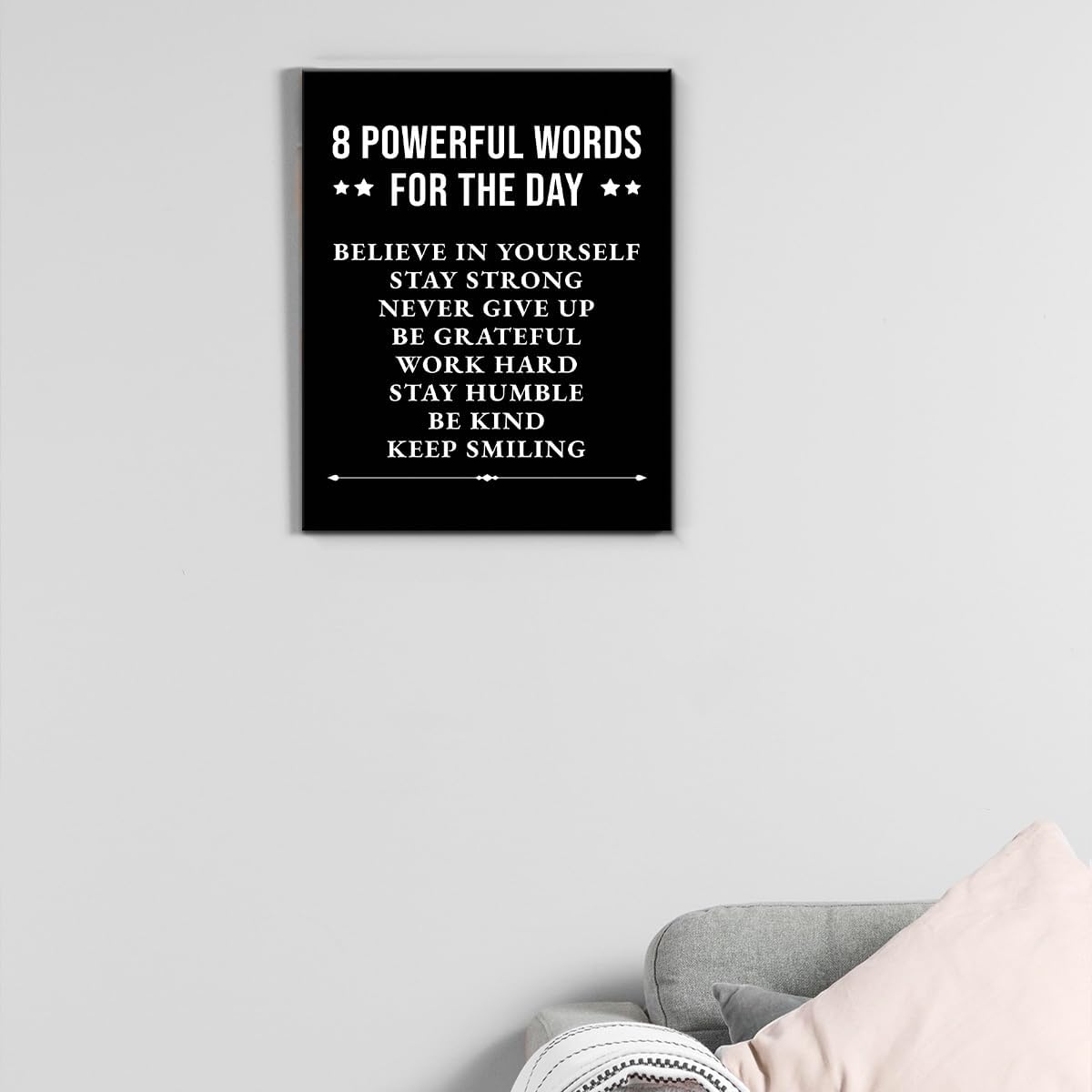 Inspirational Farmhouse Canvas Print Wall Art Decor One Small Positive Thought in the Morning Can Change Your Whole Day Sign Painting Plaque Rustic Home Decoration (8 X 8 Inches, Framed)