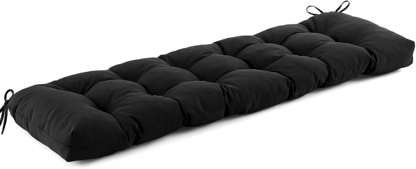 IASEAHK Outdoor Bench Cushion 48x18x5 Inch, Waterproof & Fade-Resistant Patio Furniture Cushions, Tufted Memory Foam Indoor/Outdoor Cushions for Couch Swing with Non-Slip Backing & Straps, Dark Grey