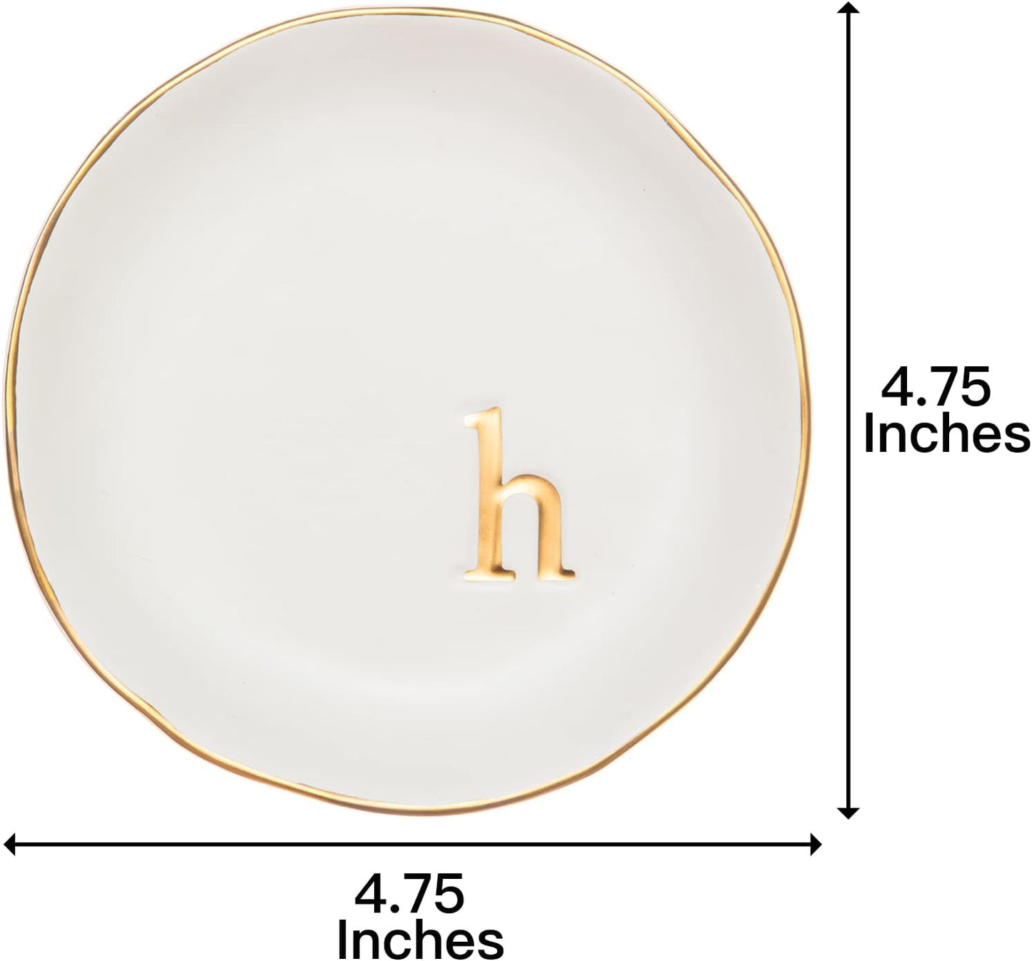 COLLECTIVE HOME - Ceramic Jewelry Tray, Decorative Trinket Dish for Rings Earrings Necklaces Bracelet Watch Keys, Birthday Mother's Day Christmas Gift for Women, 4.75", White Surface (M)