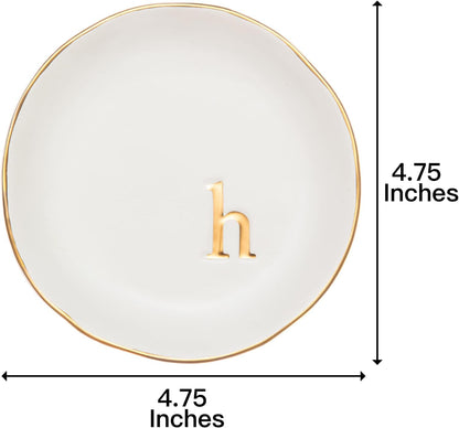 COLLECTIVE HOME - Ceramic Jewelry Tray, Decorative Trinket Dish for Rings Earrings Necklaces Bracelet Watch Keys, Birthday Mother's Day Christmas Gift for Women, 4.75", White Surface (M)