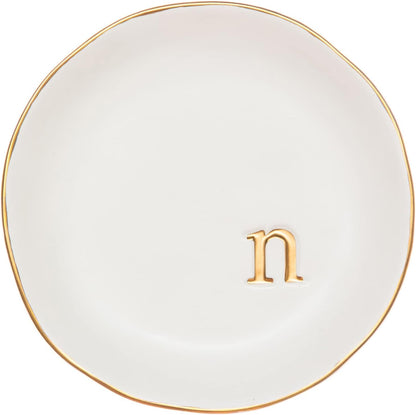 COLLECTIVE HOME - Ceramic Jewelry Tray, Decorative Trinket Dish for Rings Earrings Necklaces Bracelet Watch Keys, Birthday Mother's Day Christmas Gift for Women, 4.75", White Surface (M)
