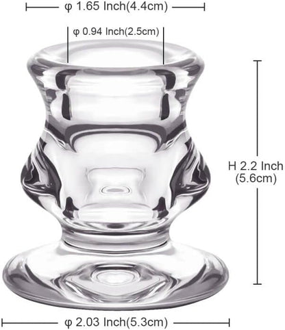 Clear Glass Candlestick Holders, Set of 2 Taper Candle Holders for Wedding, Decoration and Dinning