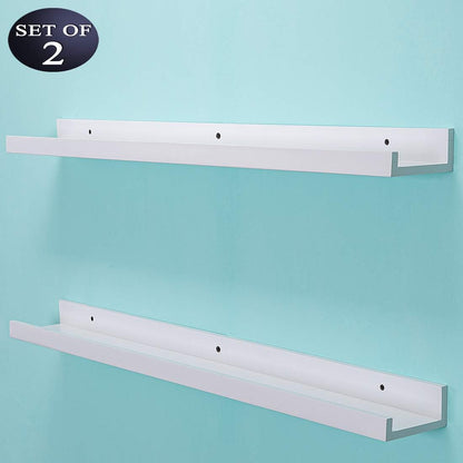 AZSKY Floating Shelves Wall Mounted Set of 2 Natural Wood Picture Shelves Wall Shelves for Bedroom Bathroom Living Room Kitchen Laundry Room Storage & Decoration 24 Inch