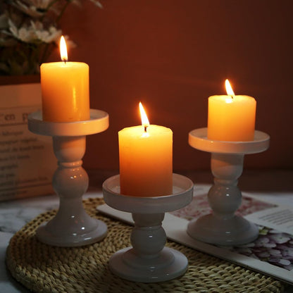 6-Piece Set of Glass Candlestick, Crystal Candlestick Holder Holder and Conical Candle, Christmas Candle Holder Decoration, Family Living Room Wedding Candle Holder (Clear 2sets)